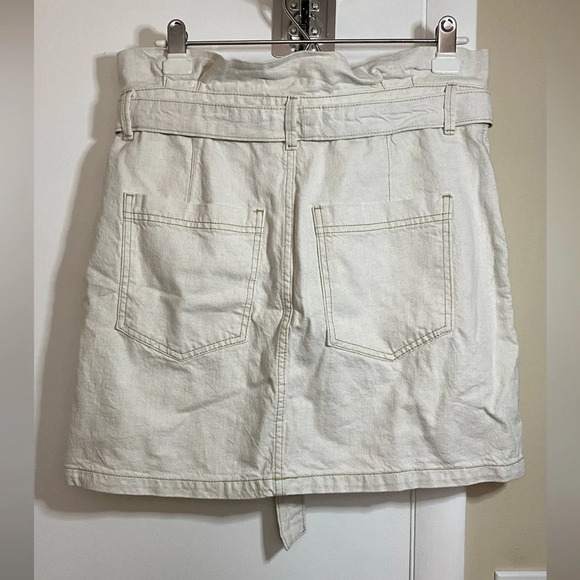 NWT Free People Splendor Grass Skirt Oatmeal Tie Waist Paper Bag Mini Size 12 - Picture 4 of 9